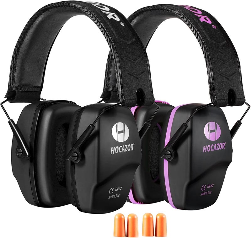 Hocazor Shooting Ear Protection NRR 26dB Suit for Shooters Hunting Range Racing Concert Sports Events Airports - Black&Purple HO1006 - Image 1